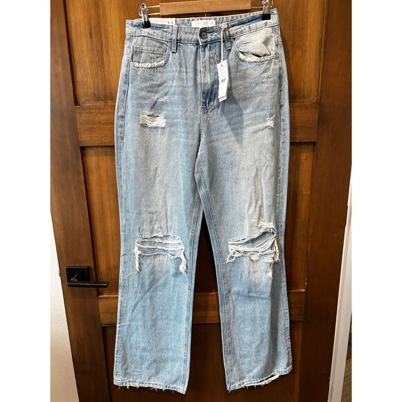 Vervet Denim - NWT Vervet Leslie 90's Vintage Flare Jeans Distressed Size 29‎ Light Wash
